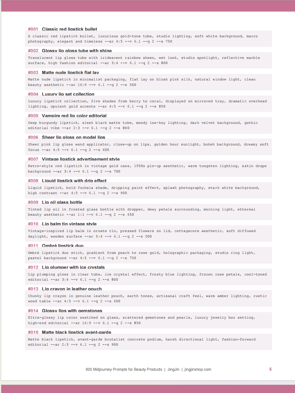 500 Midjourney Beauty Prompts | AI Art Pack for Makeup & Skincare