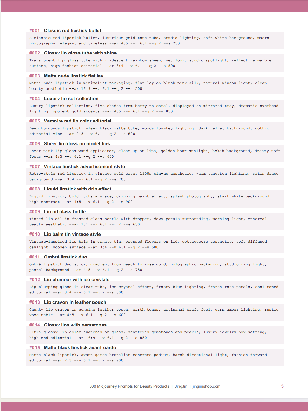 500 Midjourney Beauty Prompts | AI Art Pack for Makeup & Skincare