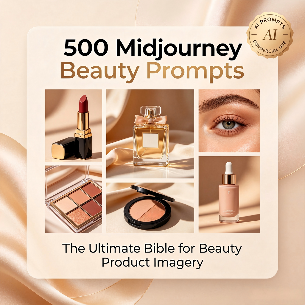 500 Midjourney Beauty Prompts | AI Art Pack for Makeup & Skincare